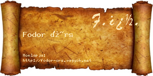 Fodor Örs névjegykártya